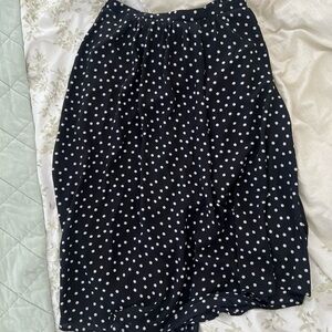 Bobeau Black and White Polka Dot Maxi Skirt